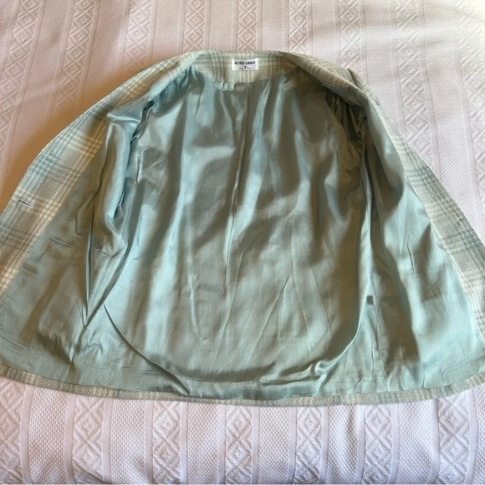 Vintage NWT‎ Alfred Dunner Aqua and Cream Blazer Jacket  and Skirt Suit Size 8